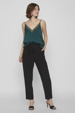 Vila Blusas-Blusa de alças ajustáveis fluida Verde