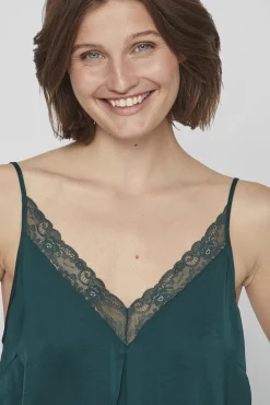 Vila Blusas-Blusa de alças ajustáveis fluida Verde