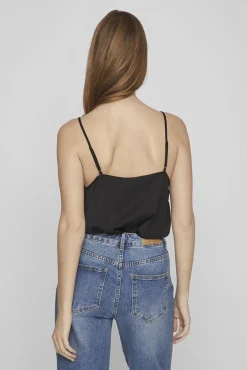 Vila Blusas-Blusa de alças ajustáveis fluida Preto