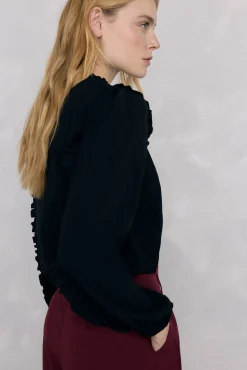 Pedro del Hierro Blusas-Blusa de chiffon com babados Preto