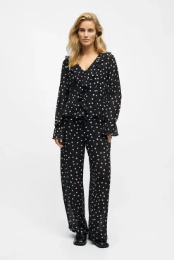 Object Blusas-Blusa de gaze estampada Preto