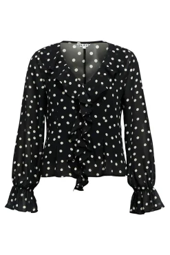Object Blusas-Blusa de gaze estampada Preto
