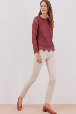 Cortefiel T-Shirts-Blusa de guipura de manga comprida Granada