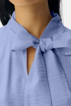 Object Blusas-Blusa de laço de viscose Azul