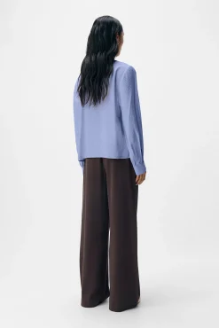 Object Blusas-Blusa de laço de viscose Azul