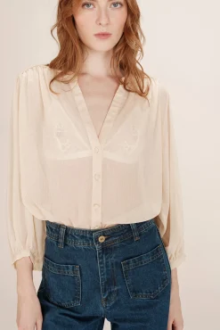 Grace & Mila Blusas-blusa de lurex Castanho