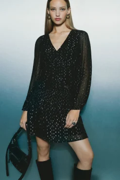 Springfield Blusas-Blusa de lurex com cós elástico preto