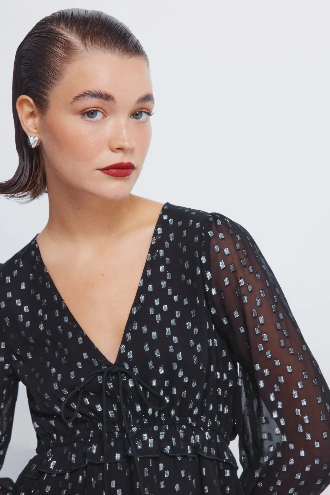 Springfield Blusas-Blusa de lurex com cós elástico preto