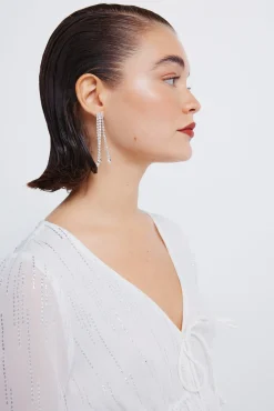 Springfield Blusas-Blusa de lurex com cós elástico cru