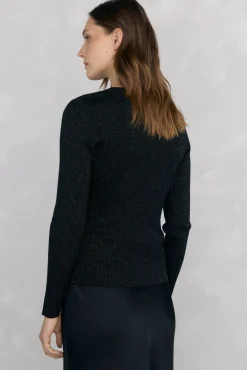 Pedro del Hierro Camisolas-Blusa de malha brilhante com aberturas Preto