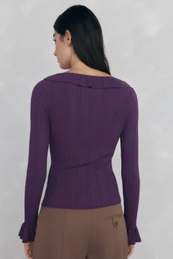 Pedro del Hierro Camisolas-Blusa de malha com folho P&uacute;rpura