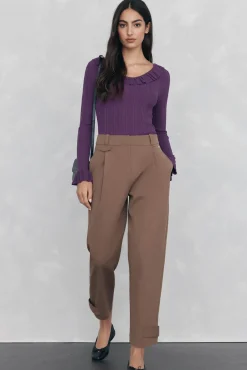 Pedro del Hierro Camisolas-Blusa de malha com folho P&uacute;rpura