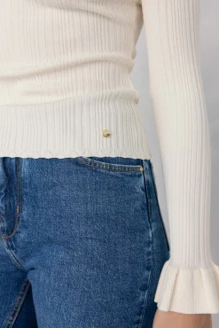 Pedro del Hierro Camisolas-Blusa de malha com folho Ecru