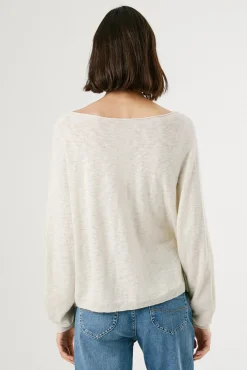 Pepe Jeans Camisolas-Blusa de malha de malha manga comprida com detalhe nas mangas. branco