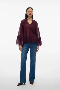 Vero Moda Blusas-Blusa de manga com babados Roxo