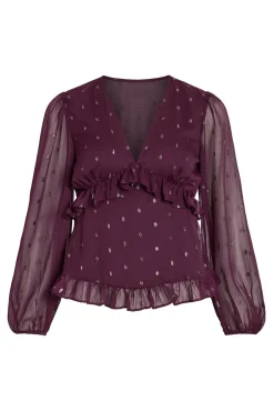 Vila Blusas-Blusa de manga de manga comprida Roxo