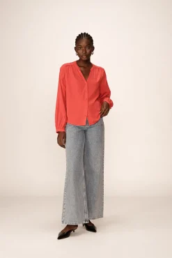 Grace & Mila Blusas-Blusa de mangas comprida com corte regular Vermelho