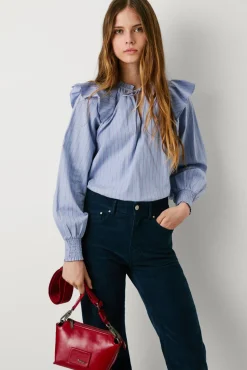 Pepe Jeans Blusas-Blusa de Popelina listrada azul