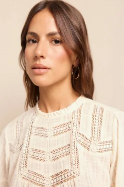 Slowlove Blusas-Blusa de renda Ecru