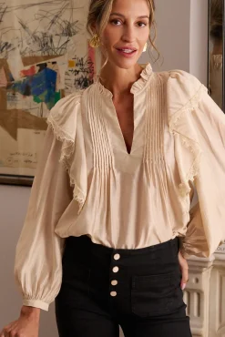 Polín Et Moi Blusas-Blusa de renda Anne Tostado