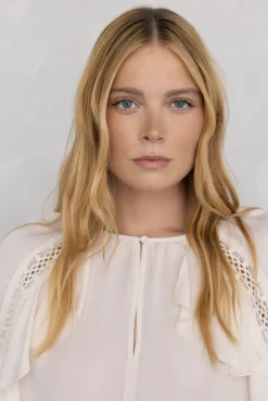 Pedro del Hierro Blusas-Blusa de renda com babados Ecru