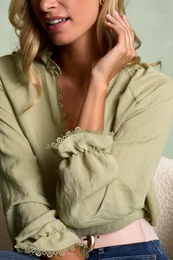 Polín Et Moi Blusas-Blusa de renda Lyra Verde