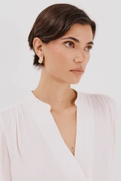 Cortefiel Blusas-Blusa de satin fluido Branco