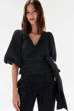 TFP by Tamara Falcó Blusas-Blusa de tafetá com laço Preto