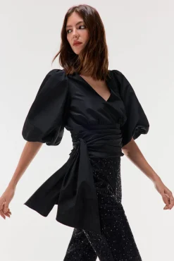 TFP by Tamara Falcó Blusas-Blusa de tafetá com laço Preto