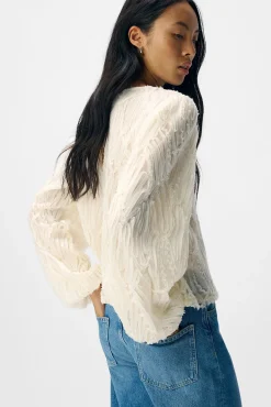 Object Blusas-Blusa de tecido texturizado Branco