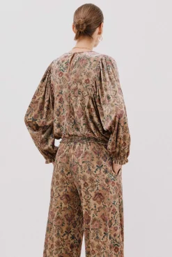 Cortefiel Blusas-Blusa de veludo estampada Castanho