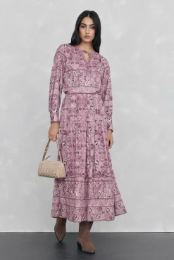 Pedro del Hierro Blusas-Blusa estampada P&uacute;rpura