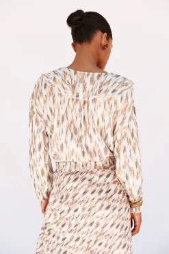 Cortefiel Blusas-Blusa estampada com folhos Multicolorido