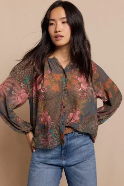 Slowlove Blusas-Blusa estampada fluida Verde