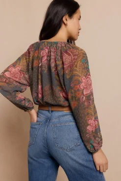 Slowlove Blusas-Blusa estampada fluida Verde