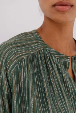 Cortefiel Blusas-Blusa estampada lúrex Verde