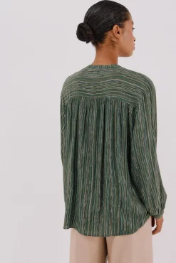 Cortefiel Blusas-Blusa estampada lúrex Verde