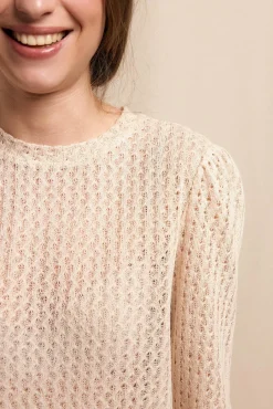 Slowlove T-Shirts-Blusa estruturada rústica de manga comprida Ecru