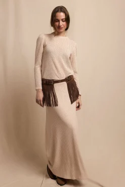 Slowlove T-Shirts-Blusa estruturada rústica de manga comprida Ecru