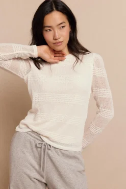 Slowlove T-Shirts-Blusa estruturada rústica de manga comprida Ecru