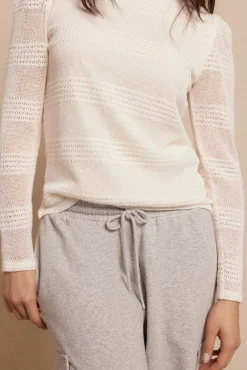 Slowlove T-Shirts-Blusa estruturada rústica de manga comprida Ecru