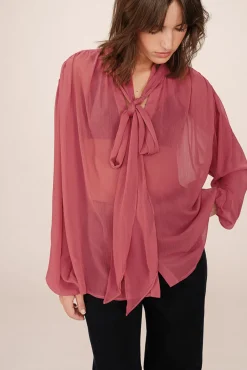 Grace & Mila Blusas-Blusa esvoaçante com laçada Subiu