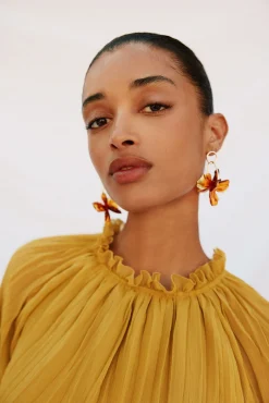 Cortefiel Blusas-Blusa fluida e franzida Dourado