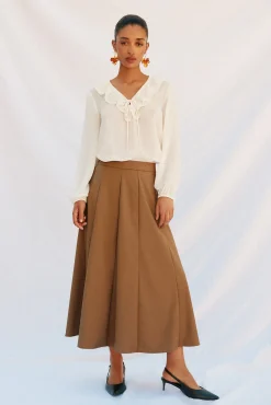 Cortefiel Blusas-Blusa folhos Branco