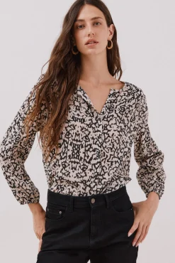 Cortefiel Blusas-Blusa gola redonda Impressão