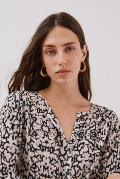 Cortefiel Blusas-Blusa gola redonda Impress&atilde;o