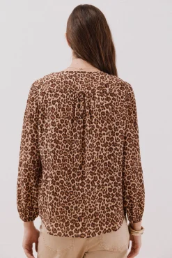 Cortefiel Blusas-Blusa gola redonda Castanho