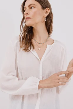 Cortefiel Blusas-Blusa gola redonda Branco