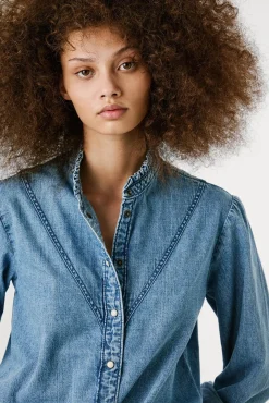 Pepe Jeans Blusas-Blusa jeans normal azul