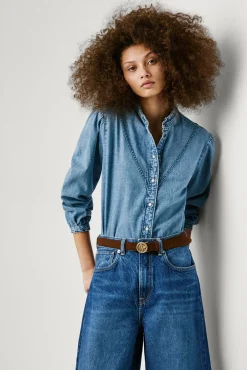 Pepe Jeans Blusas-Blusa jeans normal azul